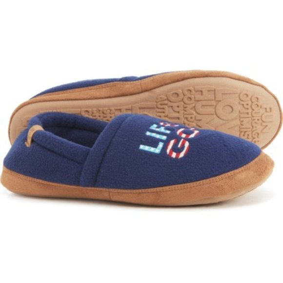 Life is good® Embroidered USA Flag Fleece Slippers (For Men) - Picture 2 of 5